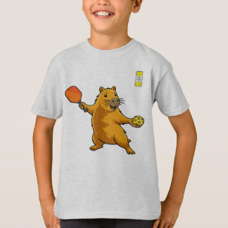 Friendly Pickleball logo and capybara with paddle T-Shirt