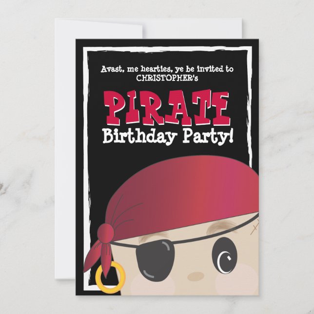 Friendly Pirate Birthday or Halloween Party Invitation (Front)