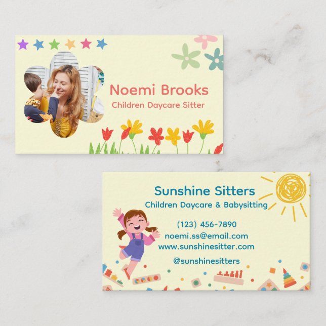 Friendly Playful Bright Pastel Cheerful Colourful Business Card (Front/Back)