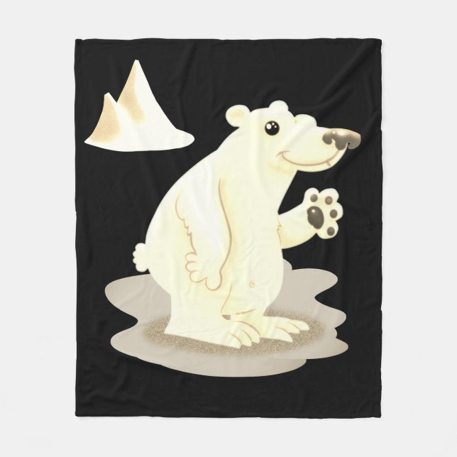 Friendly Polar Bear Fleece Blanket (Front)