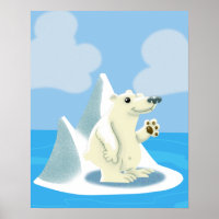 Friendly Polar Bear on an Iceberg Poster