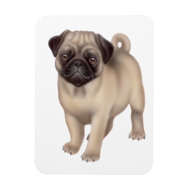 Friendly Pug Dog Premium Magnet (Vertical)