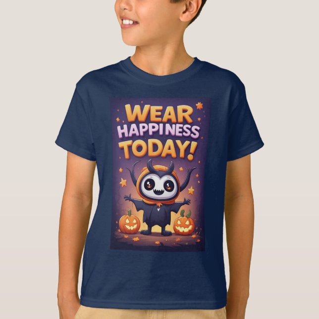 Friendly Pumpkin Character For Halloween T-Shirt (Front)