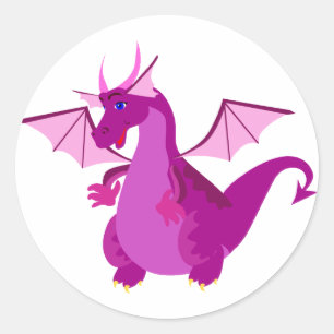 Friendly Purple and Pink Dragon Classic Round Sticker