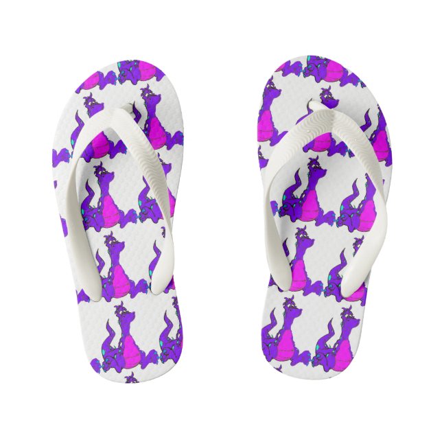 Friendly Purple Dragon Kid's Jandals (Footbed)