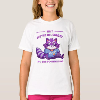 Friendly Purple Racoon with Relaxing Text T-Shirt