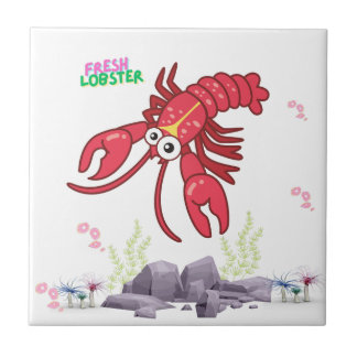 Friendly red lobster big eyes and yellow strip  tile