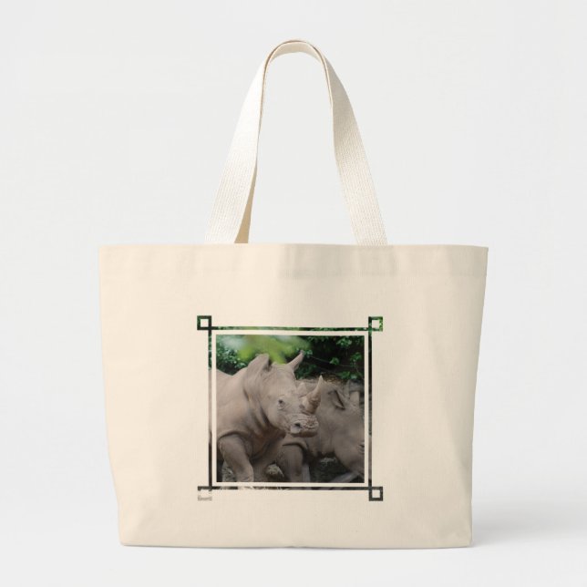 Friendly Rhino Large Tote Bag (Front)