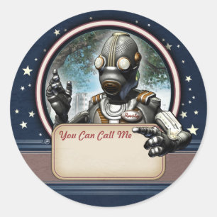 Friendly Robot Name Tag Stickers