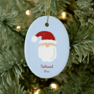 Friendly Santa Claus Face Personalised Christmas Ceramic Tree Decoration