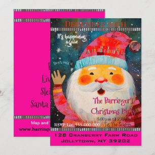 Friendly Santa Claus Happy Christmas Party Invitation
