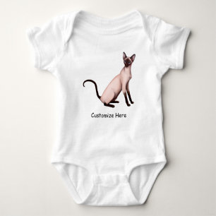 Friendly Siamese Cat Customisable Baby One Pc Bodysuit