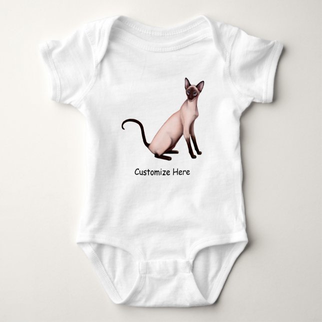 Friendly Siamese Cat Customisable Baby One Pc Bodysuit (Front)