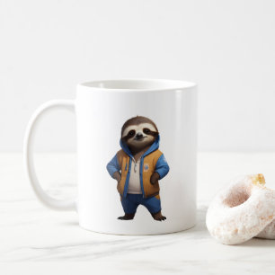 Friendly Sloth Illustration Coffee Mug