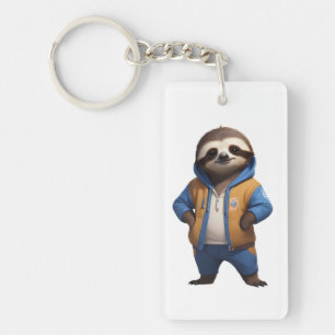 Friendly Sloth Illustration Key Ring