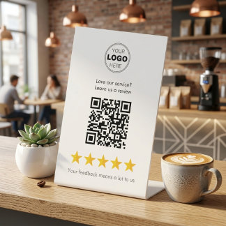Friendly Small Business Review QR Code Pedestal Sign