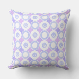 Friendly Smiles Aquamarine Purple Blueberry White  Cushion