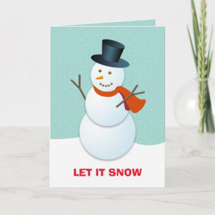 Friendly snowman north pole blue non-photo holiday card