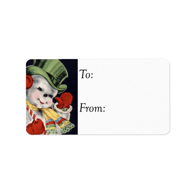 Friendly Snowman Vintage Gift Tag (Front)