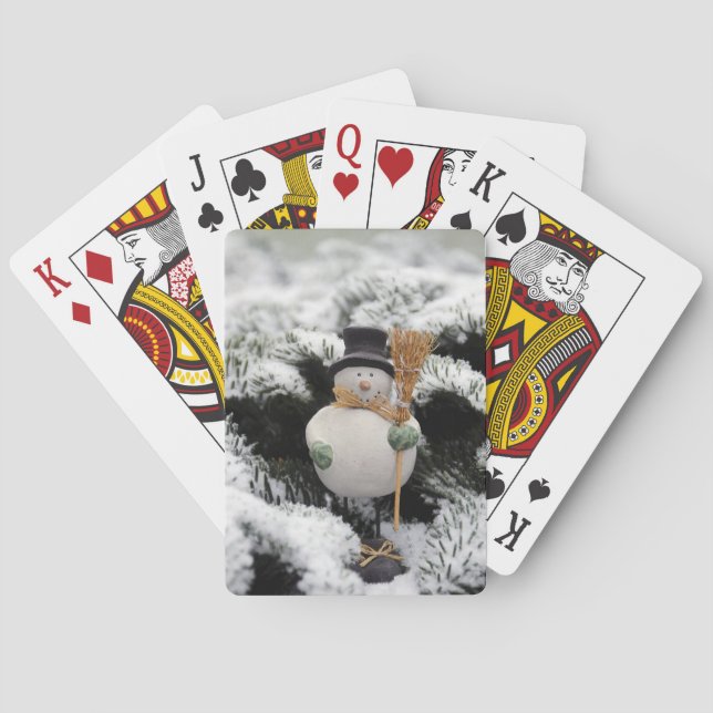 Friendly Snowman Wintry Playing Cards (Back)