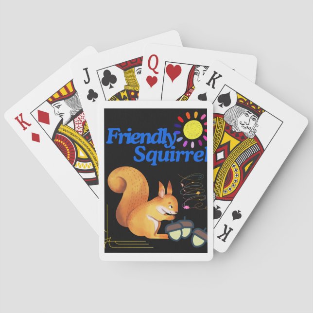 Friendly Squirrel is gathering nuts Playing Cards (Back)
