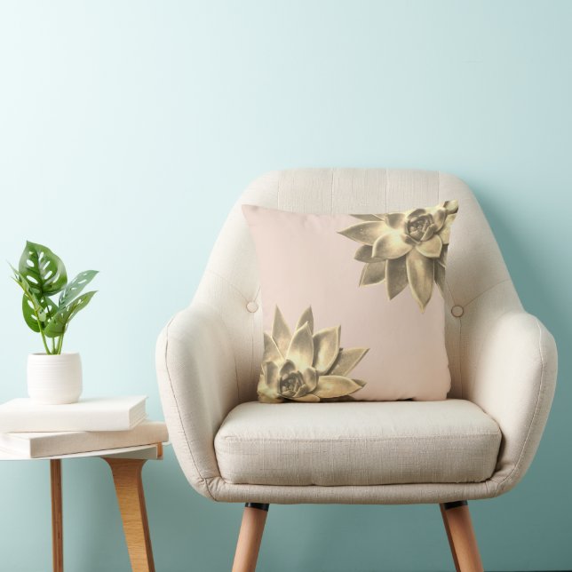 Friendly Succulent Plants on Light Beige Cushion (Chair)