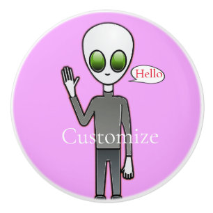 Friendly Waving Alien Thunder_Cove Ceramic Knob
