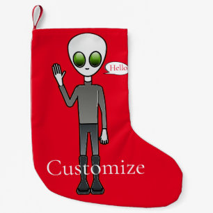 Friendly Waving Alien Thunder_Cove Small Christmas Stocking