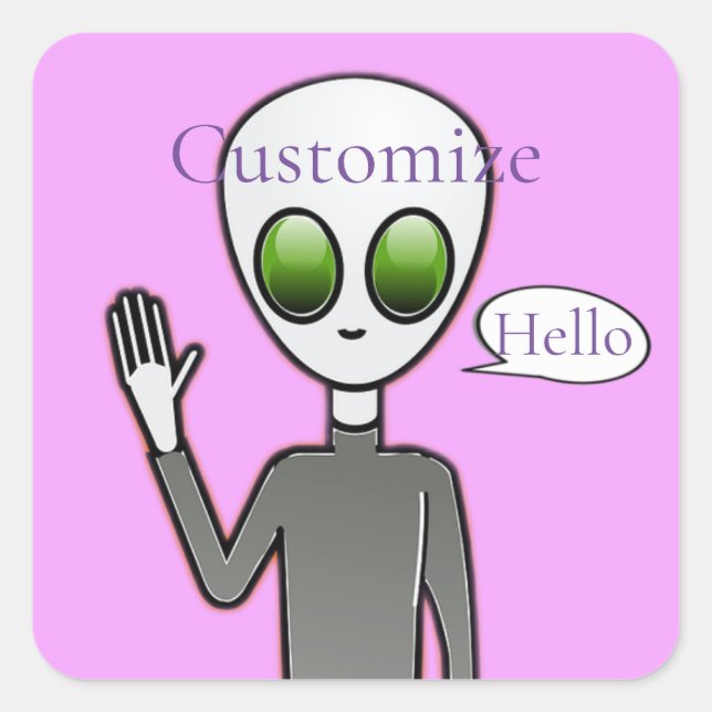 Friendly Waving Alien Thunder_Cove Square Sticker (Front)