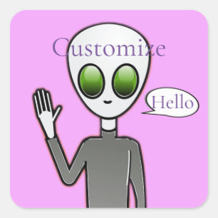 Friendly Waving Alien Thunder_Cove Square Sticker