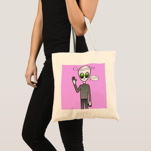 Friendly Waving Alien Thunder_Cove Tote Bag (Front (Product))