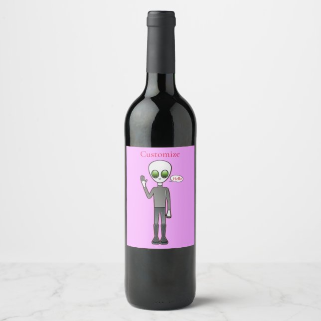 Friendly Waving Alien Thunder_Cove Wine Label (Front)