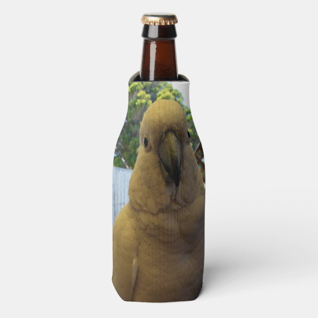 Friendly White Aussie Cockatoo, Bottle Cooler (Bottle Front)