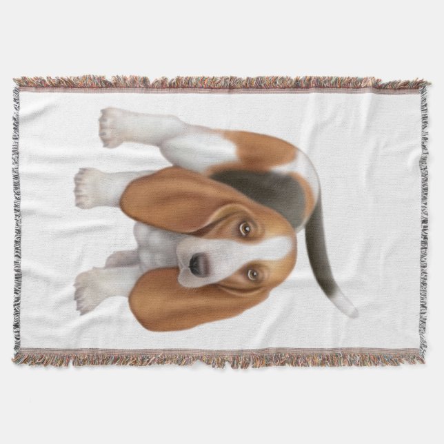 Friendly Young Basset Hound Dog Throw (Front)