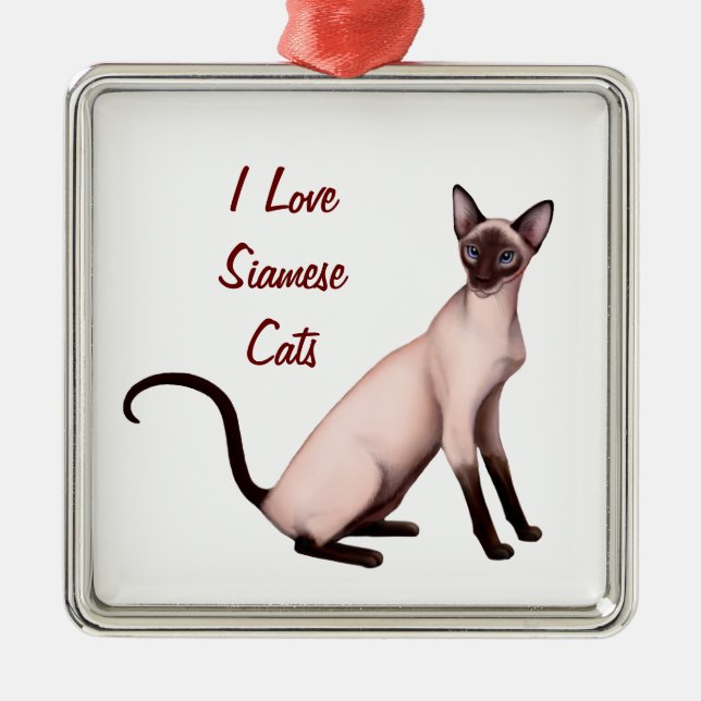Friendly Young Siamese Cat Customisable Ornament (Front)
