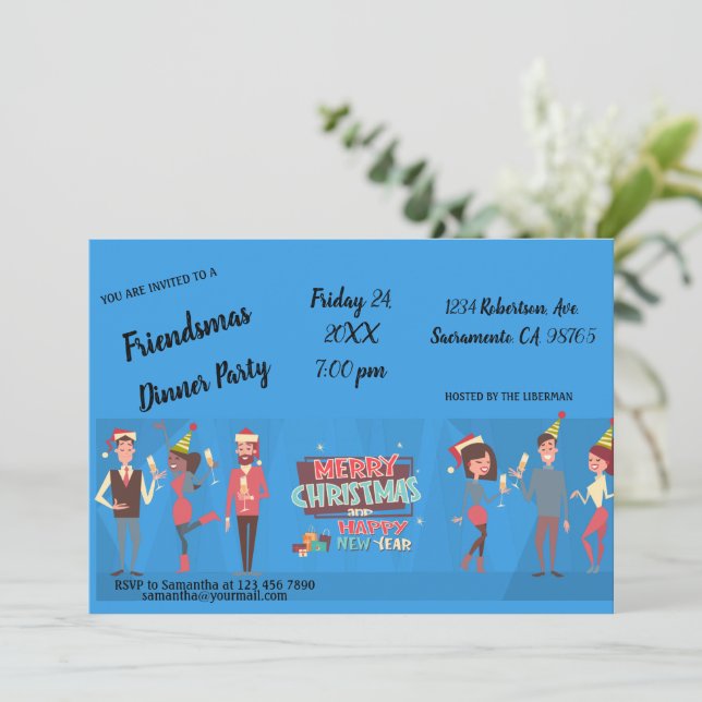Friendmas Dinner Party Invitation (Standing Front)