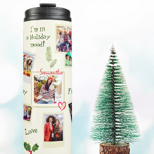 Friends 14 Photo Template Fun Collage Christmas Thermal Tumbler