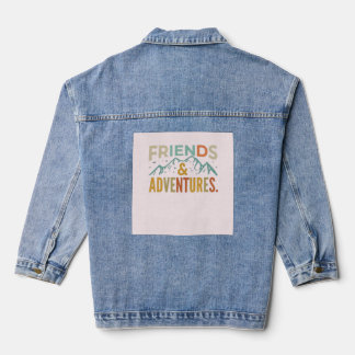 "Friends & Adventures" Multicolor  Denim Jacket