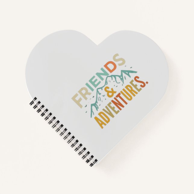 "Friends & Adventures" Multicolor Text Notebook (Front)