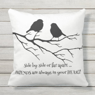 Friends Always in Your Heart Friendship Bird Quote Cushion