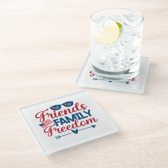 Friends, and Family and Freedom    Glass Coaster (Angled)