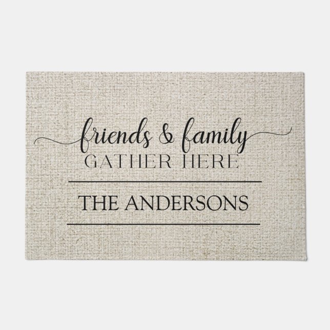 Friends and Family Gather Here Personalised  Doormat (Front)