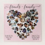 Friends and Family Quotes Photo Heart Collage Post Jigsaw Puzzle<br><div class="desc">This cute and fun puzzle is perfect for any sentimental woman. It features 38 photos arranged in the shape of a heart and features the quotes, "Friends and family. Friends are the family you choose. Family is those that are always there for you." It's modern, sweet, elegant, girly, and playful;...</div>