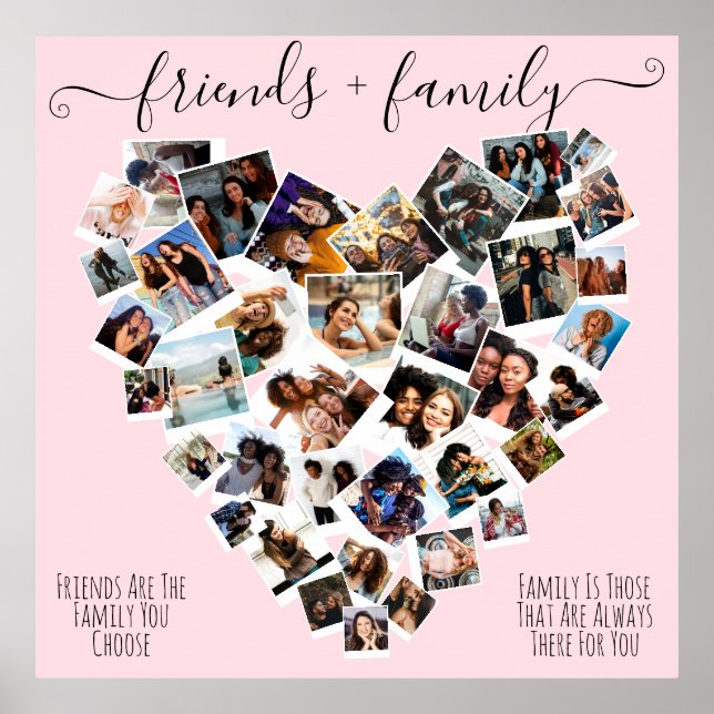 Friends and Family Quotes Photo Heart Collage Post Poster (Front)