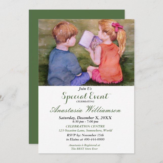 FRIENDS AND FAMILY  READING PARTY EVENT INVITE (Front/Back)