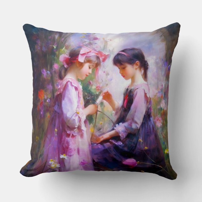 Friends and Flowers 2 Cushion (Front)