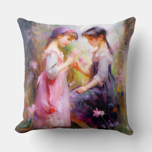 Friends and Flowers  Cushion (Front)