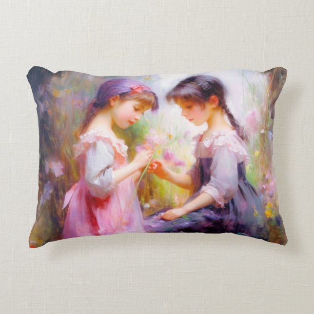 Friends and Flowers  Decorative Cushion (Front)
