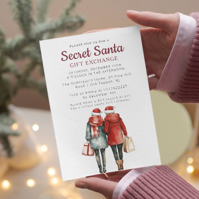 Friends and Gift Bags Secret Santa Christmas Party Invitation (Creator Uploaded)
