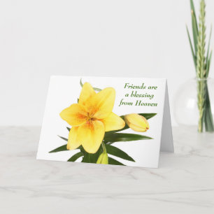 Friends are a Blessing Yellow Day Lily Card